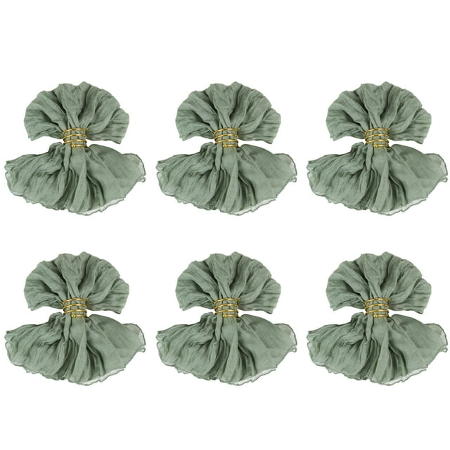 Toystoory Juego de 6 manteles individuales de gasa plisada cuadrada de Bali para decoración de de comedor, bodas y fiestas. Mostrada verde claro