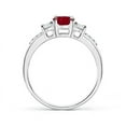 thumbnail image 2 of ANGARA Natural Classic Oval 1 ct Ruby and Diamond Three Stone Engagement Ring in 14K White Gold for Women (Size-7x5mm) | July Birthstone, Anniversary, Jewelry Gift for Women | Natural Ruby Ring, 2 of 9