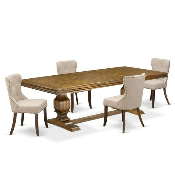 Luxe by East West Furniture 5 piece Kitchen Table Set of a Dining Table and 4 Dining room Chairs