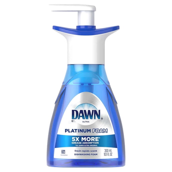 2 Pk. Dawn Ultra Platinum Foam Dishwashing Fresh Rapids Scent 10.1 Fl Oz 190 Pumps (20.2 Fl Oz 380 Pumps Total)