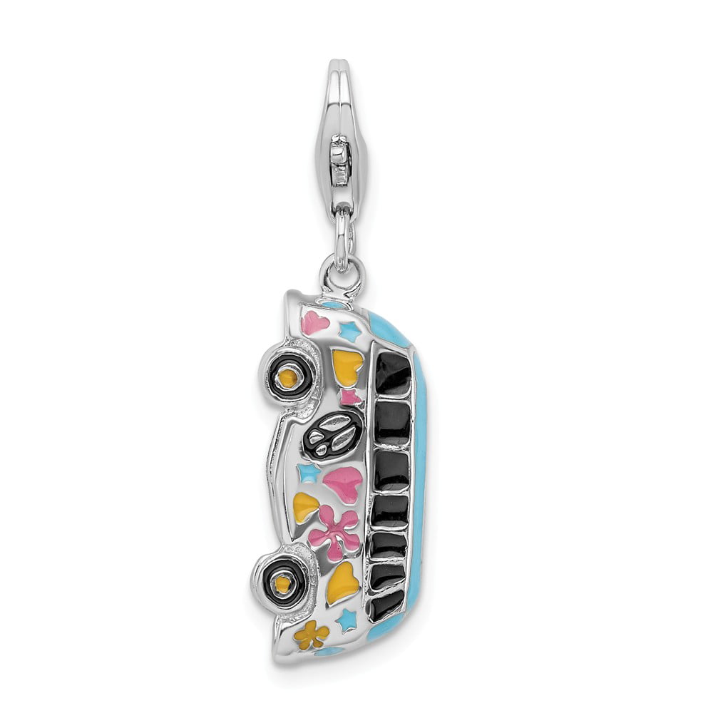 13mm x 42mm Solid 925 Sterling Silver Enameled Piece of Candy in Wrapper with Lobster Clasp Pendant Charm