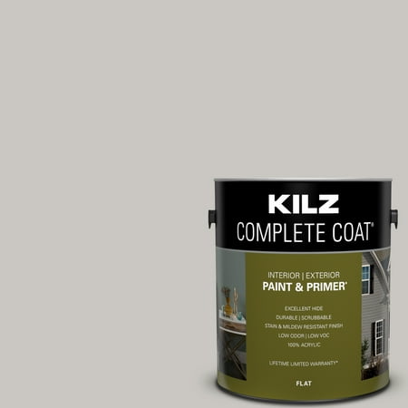 KILZ Complete Coat Paint & Primer, Interior/Exterior, Flat, Boardwalk, 1 Gallon