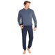 thumbnail image 3 of hajo pijama de hombre conjunto de 2 piezas - largo, puños, cuello redondo, Algodón Premium Azul 4XL (XXXX-Large), 3 of 3