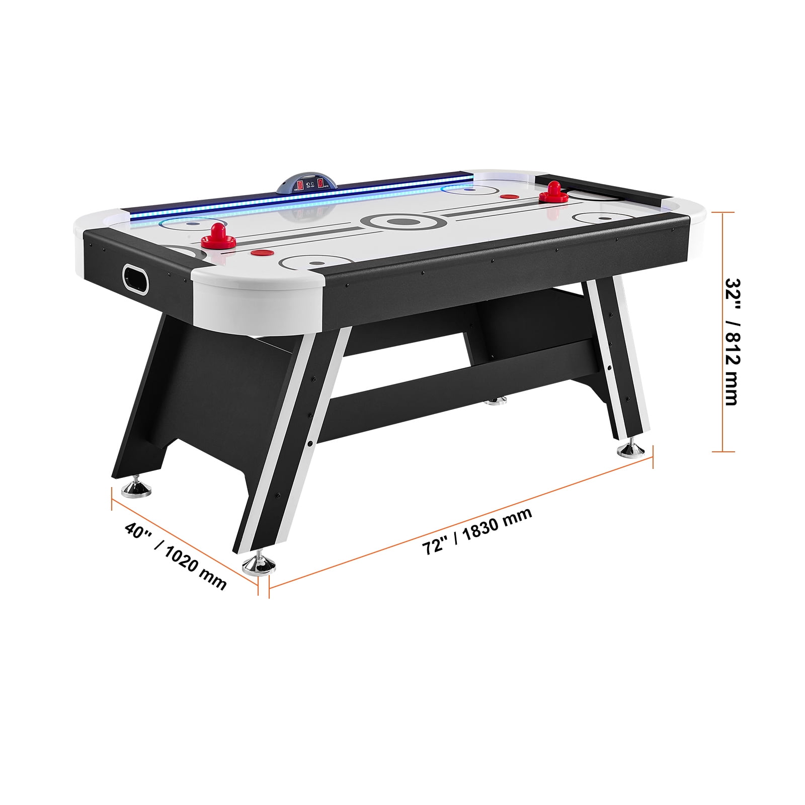 KFFKFF Air Hockey Table, 72" Indoor Hockey Table for Kids and Adults, LED Sports Hockey Game w/2 Pucks, 2 Pushers& Electronic Score System, Arcade Gaming Set for 4 player Home