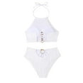 thumbnail image 3 of Sngxgn Women's Swimsuit High Cut Bathing Suit Ribbed Tummy Control Swimwear(White,XL), 3 of 9