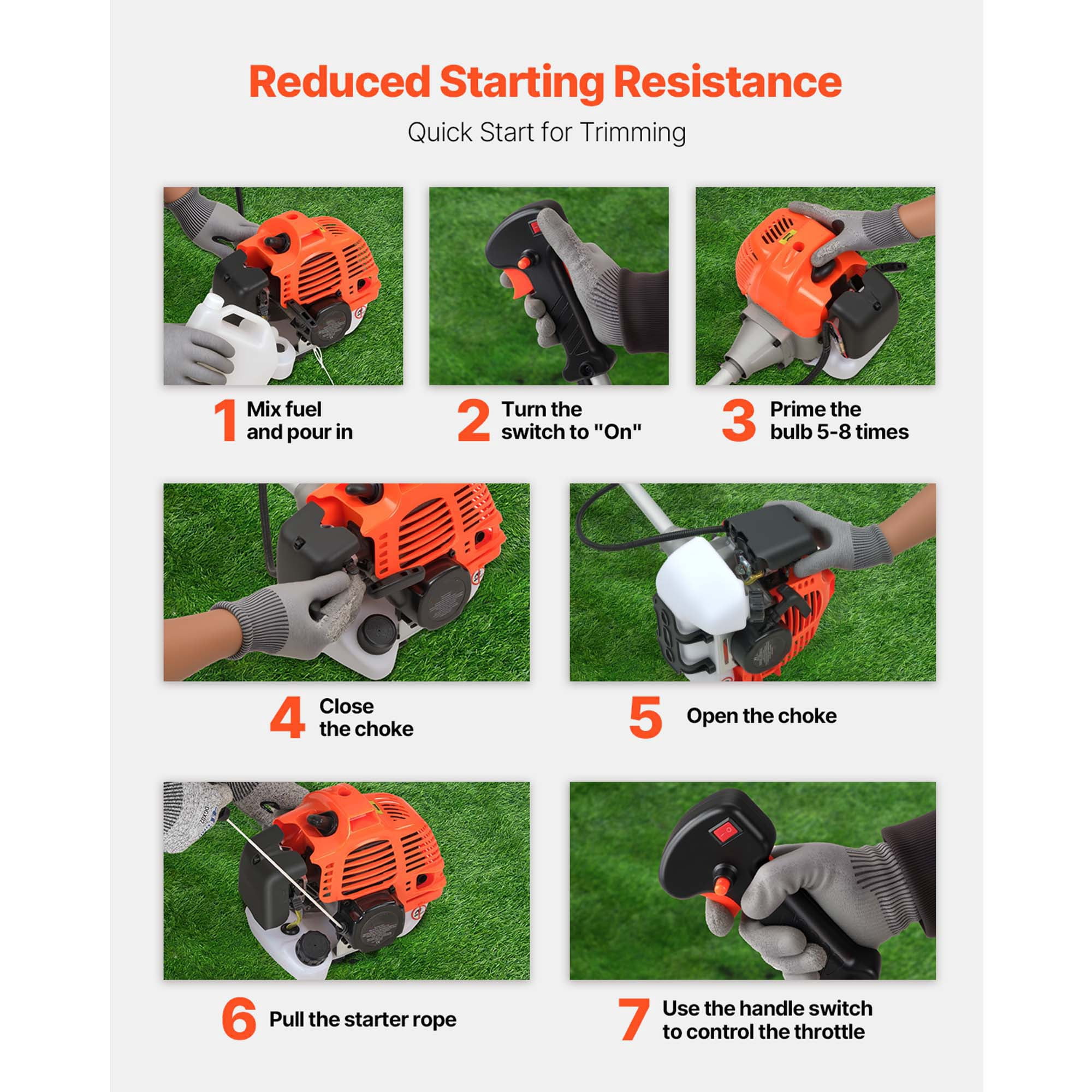 KFFKFF Cordless String Trimmer, 52 cc 2-Stroke, Gas-Powered Weed Cutter, 17" Grass Trimmer, Versatile Lawn Edger with Shoulder Strap & 3T Blade, Efficient Tool for Grass Maintenance