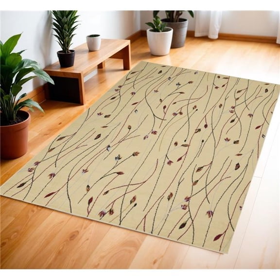 HomeRoots 545396 4 x 6 ft. Floral Power Loom Rectangle Area Rug, Red & Ivory