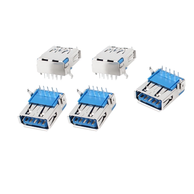 Unique Bargains 5 Pcs Prise DIP Jack USB 3.0 Type A Femelle Angle Droit 9 Broches