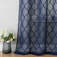 thumbnail image 4 of Pinewave Sheer Curtains Light Filtering Window Panels Embroidered Geometric Pattern Grommet Top W38 xL95,2 Panels,Navy, 4 of 5