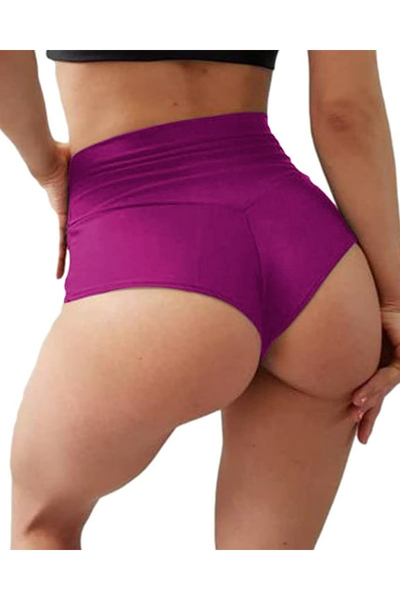 Women High Waist Yoga Shorts Gym Booty Butt Lifting Sports Dance Hot Pants