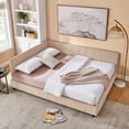 thumbnail image 3 of Harper & Bright Designs Queen Size Upholstered Daybed Frame with Backrest and Armrests, Velvet L Shaped Corner Sofa Bed for Bedroom Living Room, Pink, 3 of 10