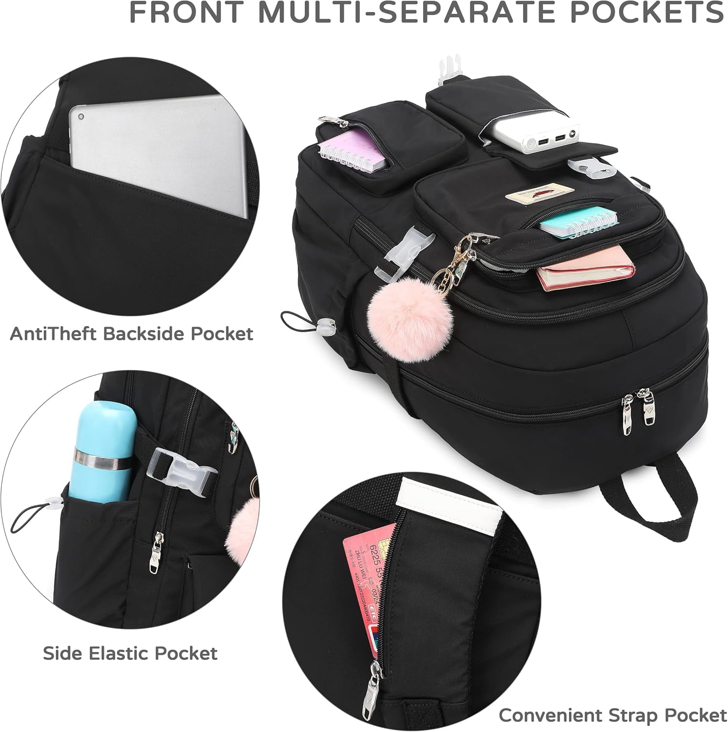 Laptop Backpack 15.6 Inch All Age Man Woman Bag College Backpacks Anti Theft Travel Back Pack Large Bookbags for Anyone