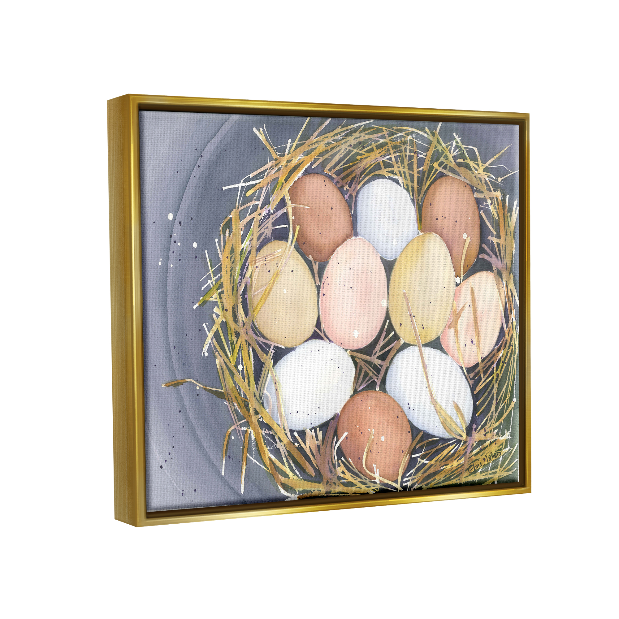 Stupell Industries Bird Nest Eggs Nature Painting Animals & Insects Painting Gold Floater Framed Art Print Wall Art
