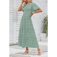 thumbnail image 3 of Women's 2026 Summer Casual Boho Floral Print Short Flutter Sleeve Crew Neck Smocked High Waist Smocked Flowy Long Maxi Dress, 3 of 5