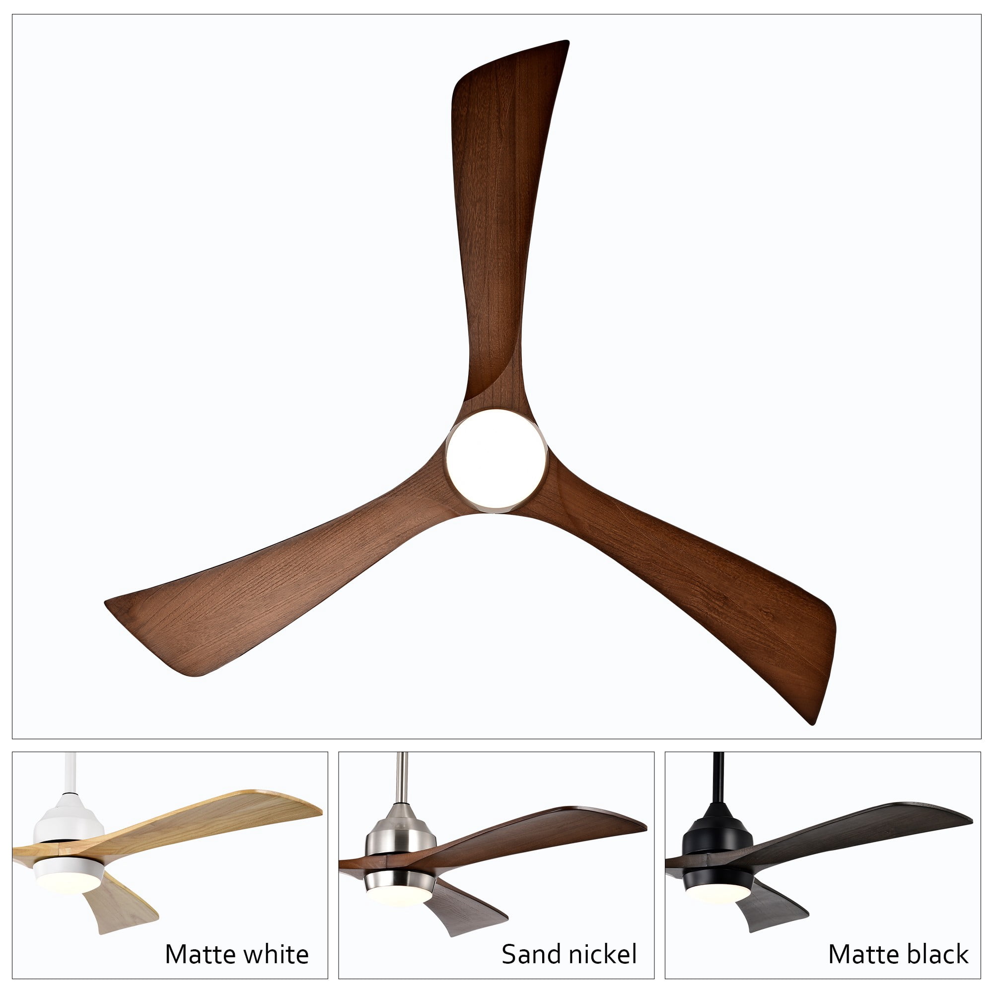 BOFANG 52" Ultra Quiet Ceiling Fan for Bedroom & Living Room,Wood Blades, Remote Light,Nickel