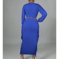 thumbnail image 5 of Two Piece Club Outfit for Women Long Sleeve Front Tie Up Crop Top Blouse Fringe Slim Fitted Pencil Skirt Maxi Dress, 5 of 7