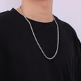 thumbnail image 3 of 3mm Rope Chain Necklace for Men, Silver Tone Mens Chain Necklace, Stainless Steel Necklace Chain for Men Women, 3 of 16