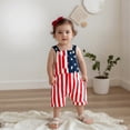 thumbnail image 4 of BemeyourBBs Toddler Baby Boy Girl 4th of July Outfit Patriot Independence Day Rompor Overalls American Flag Jumpsuit Star Stripe Print Suspender Pants Bib Overalls Summer Fourth of July Clothes, 4 of 9