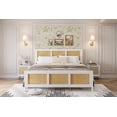 thumbnail image 4 of Chic queen size bohemian rattan platform marco de cama: cabecero included, strong metal slats, noise-free design, no box spring required, blanca, 4 of 8