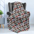 thumbnail image 4 of Train Soft Flannel Fleece Throw Blanket, Continuous Pattern with Various Types of Trains Industrial Themed Image Locomotive, Cozy Plush for Indoor and Outdoor Use, 70" x 90", Multicolor, by Ambesonne, 4 of 5
