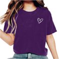 thumbnail image 1 of AherBiu Hauts d'Été pour Femmes Manches Courtes Haut Confortable T-Shirts Imprimé Cœur Col Rond T-Shirts Basiques Blouse, 1 of 6