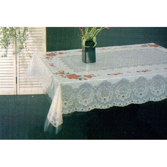 Floral Print Vinyl Tablecloth, Spill Proof, Waterproof, Non-Slip  and Stain Resistant,  54x54 Inches Square