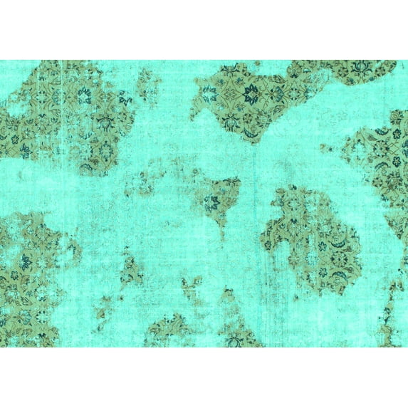Ahgly Company Indoor Rectangle Abstract Turquoise Blue Modern Area Rugs, 8' x 10'