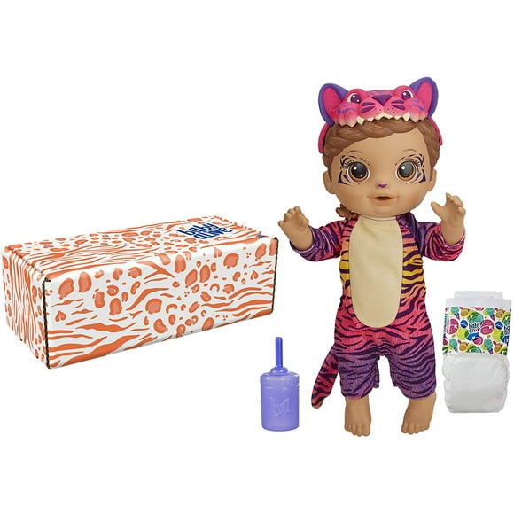 Muñeca Rainbow Wildcats Tigre Baby Alive F1232 con Accesorios Bebe y se Moja Cabello Castaño