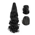 thumbnail image 4 of Cola de Caballo ondulada de Garras, Larga Cola de de Extensión de Cabello Negro Elegante Sintético para Niñas Para Fiestas Navideñas, 4 of 7