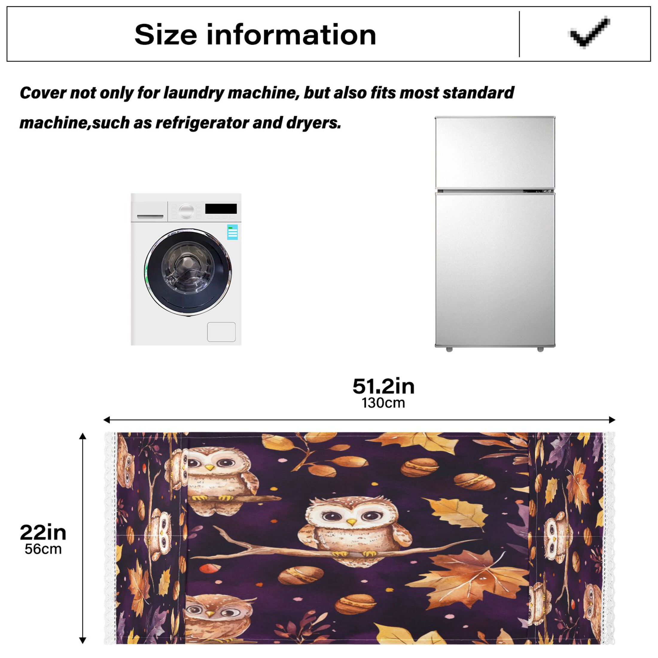 WOBOGO Adorable Baby Owls and Acorns Pattern Washing Machine Cloth Dryer Refrigerator Top Cover Protective Non-Slip Mat For Kitchen Laundry