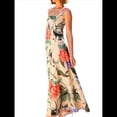 thumbnail image 2 of Vestido Fluido Sin Mangas con Cuello Cuadrado y Estampado Floral para Mujer. Vestido Maxi de Corte A. y Rojo M, 2 of 10