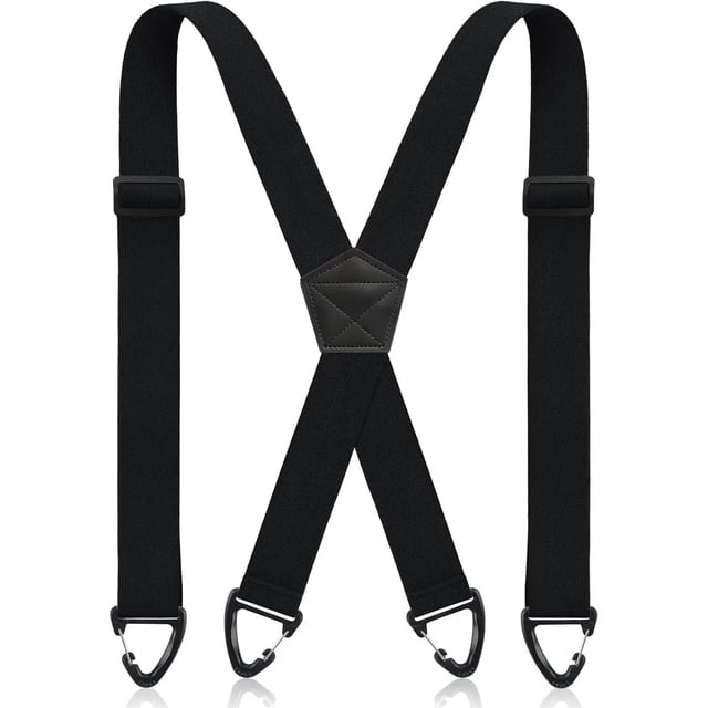 Mountain Climbing Harness Outdoor Men's Hiking Suspenders Adjustable Shoulder Straps with Elastic Buckle Heavy Duty Nylon Webbing Metal Carabiner Clips for Backpack Gear Support Trekking Accessory