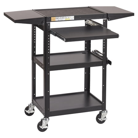 ECR4Kids AV Presentation Cart Stand with Drop Leaves, Black