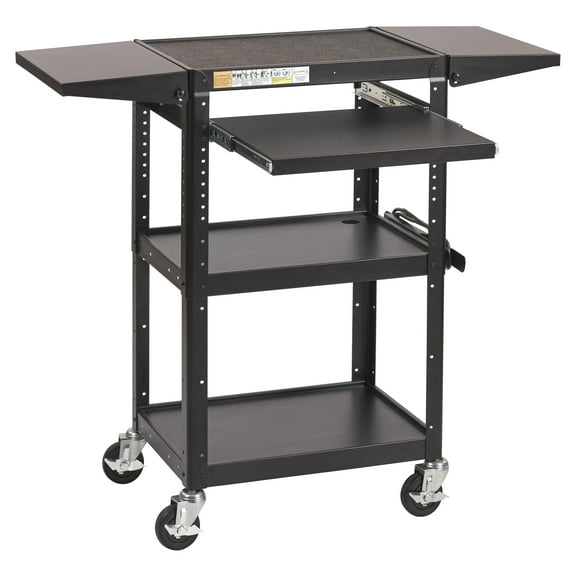 ECR4Kids AV Presentation Cart Stand with Drop Leaves, Black