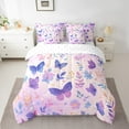thumbnail image 2 of Purple Butterfly Bedding Comforter Sets 7pcs Chic Animals Bed in a Bag, Pink Blue Floral Full Bedding Sets Botanical Leaves Comforter Set, Watercolor Flower Bedding Sets & Collections, 2 of 6