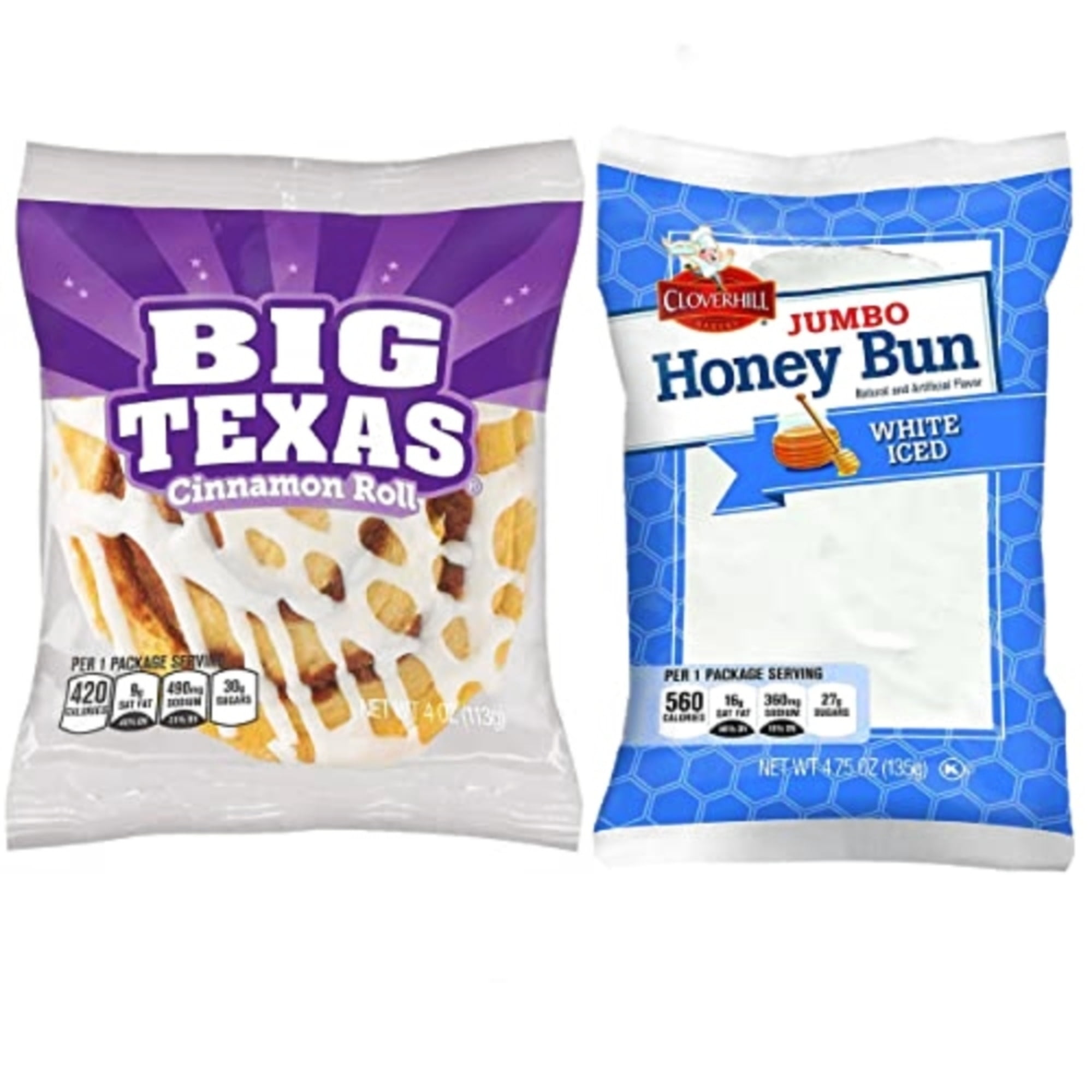 Tribeca Curations | Cloverhill Jumbo White Iced Honey Bun & Big Texas Cinna