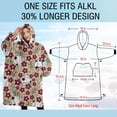 thumbnail image 4 of Oversized Wearable Blanket Hoodie,Beige Baseballs with Flowers Pattern Sherpa Blanket Hoodie with Super Pockets,Super Warm Fuzzy Pullover for Women & Men, 4 of 6