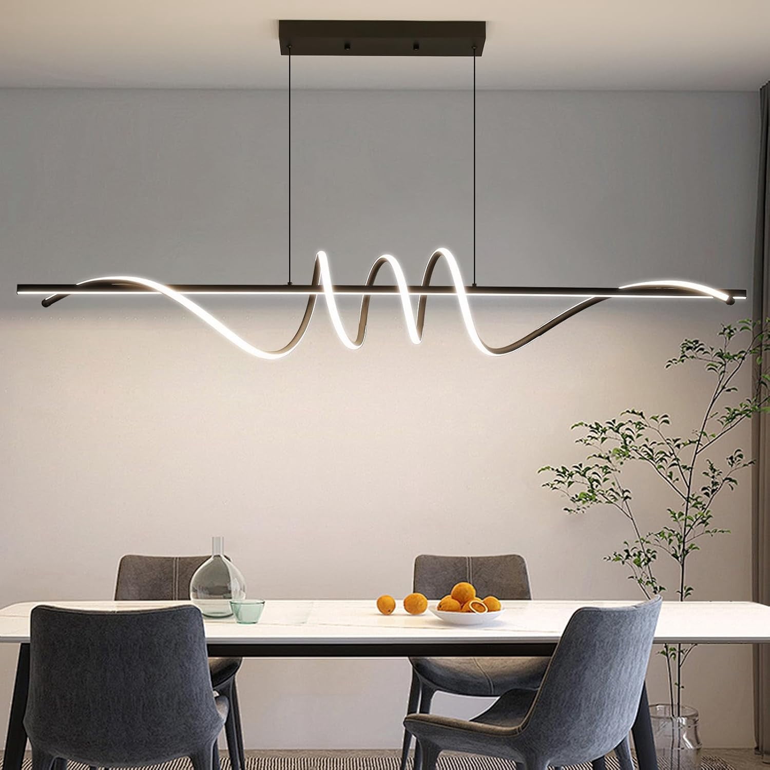 47inch Gold Chandelier Modern Ceiling Spiral Pendant Light Fixtures Hanging LED Color Temperature and Height Adjustable Chandeliers for Dining Room Living Room Bedroom Kitchen Island