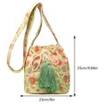 thumbnail image 2 of Bolso bohemio para mujer, bolso de lona con cordón y borla, bolso de playa de verano (verde oliva), 2 of 8