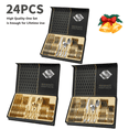 thumbnail image 1 of 24 PCS Cutlery Set Shiny Gold with Hexagon Handle Forged Stainless Steel For Home Hotel Use Service for 6, 1 of 6