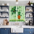 thumbnail image 2 of St. Patrick's Day Kitchen Curtains Window Panels, Spring Shamrock Leaves Gnomes Flower Green Insulated Window Treatment Curtain, Grommet Curtains for Bedroom/Living Room/Bathroom, 2 Piece 52"Wx84"L, 2 of 8