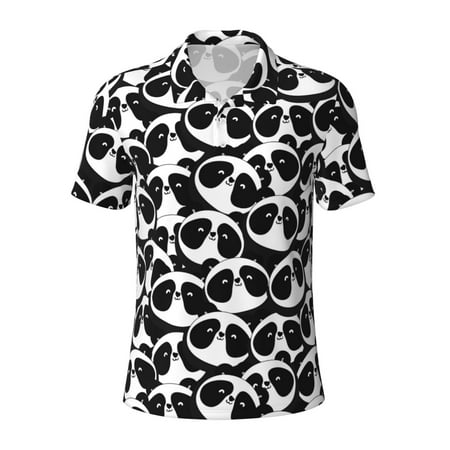 Balery Panda1 Printed Men’s Short Sleeve Polo Shirt Midweight Men s Shirt Golf Polo shirts -Small