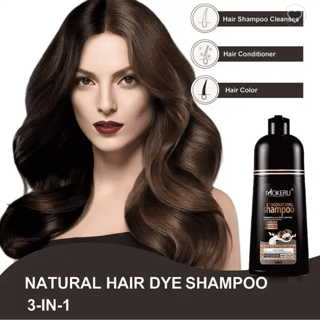 MOKERU ココナッツ染料シャンプー 500ml Mokeru Coconut Natural Hair Dye Shampoo, Semi-Permanent Hair