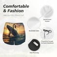 thumbnail image 4 of Pofeuu Sunset Ocean Whale Print Women's Athletic Shorts Running Workout Shorts Tummy Control Quick Dry Gym Shorts with Pockets Double layer sports shorts-Large, 4 of 7