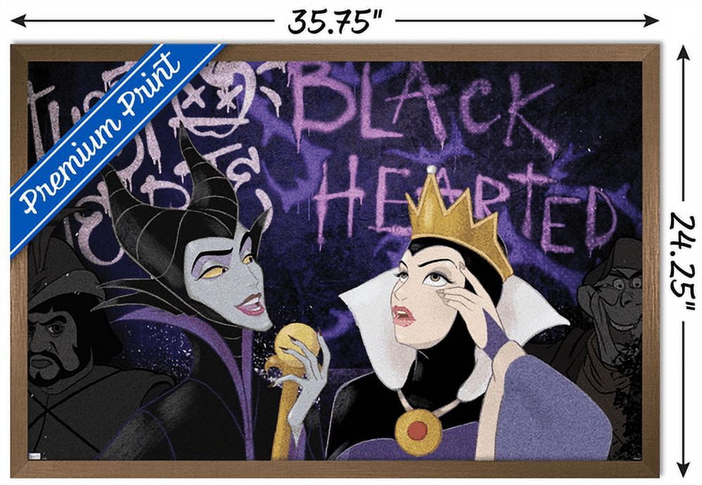 Disney Villains - Black Hearted Wall Poster, 22.375" x 34", Framed