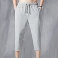 thumbnail image 3 of TFEOQRY Capris Pants for Men Summer Breathable Quick Drying Cropped Pants Elastic Waisted Trousers Gray, 3 of 3