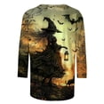 thumbnail image 5 of Yuncity Halloween Shirts For Women 3/4 Sleeve Witch Graphic Tees Summer Fall Crew Neck Casual Stylish Outdoor Athletic Tshirts Size L Light Yellow, 5 of 5