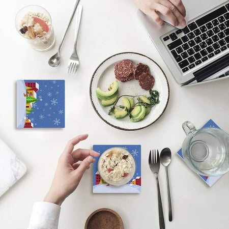 

ZHANZZK Snowman Christmas Set of 6 Coaster for Drinks Absorbent Ceramic Stone Coasters Cup Mat with Cork Base for Home Kitchen Room Coffee Table Bar Decor