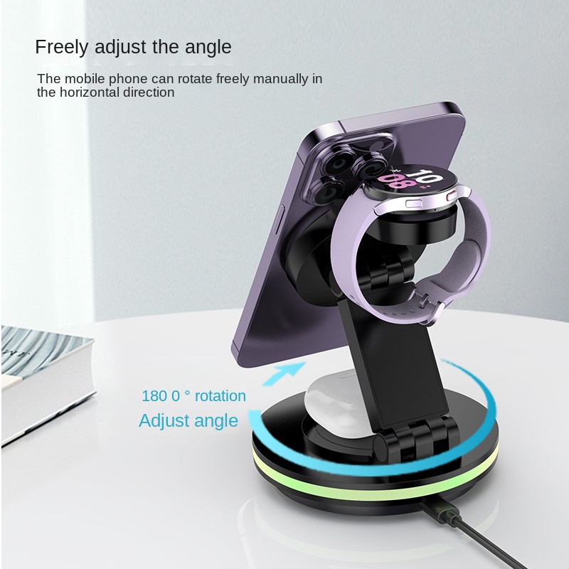 Magnetic three in one wireless fast charging dock, suitable for wireless charging of mobile phones, watches, and headphones, suitable for iPhone 15 14 13 12 11 Pro Max and Apple Watch iwacth AirPods