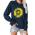 thumbnail image 1 of Sudadera de mujer Cuello redondo Manga larga Estampado de girasol Ajuste holgado Primavera Otoño Jersey informal Top Azul purpúreo L, 1 of 5
